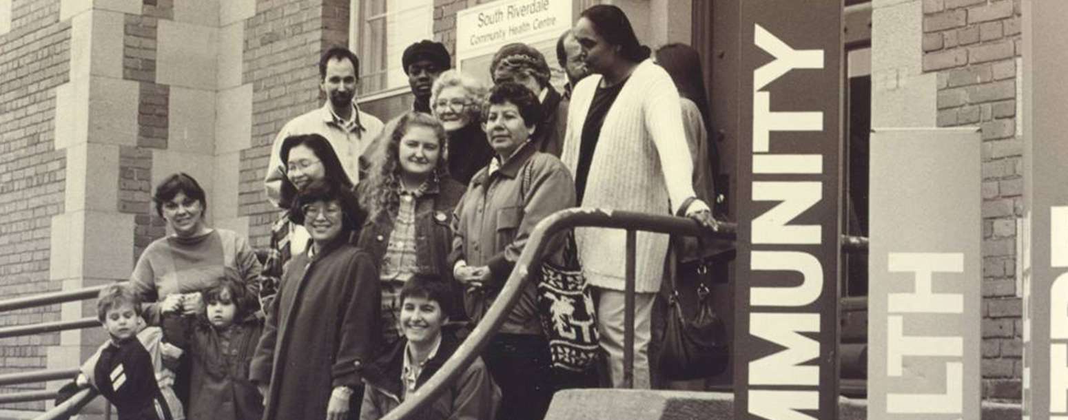 Community members on the steps of SRCHC