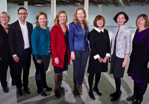 Ontario Health Minister Christine Elliott poses for a photo with members of the East Toronto Health Partners. From left, Shannon Wiens, Co-CEO, South Riverdale Community Health Centre; Jason Altenberg, Co-CEO, South Riverdale Community Health Centre; Sarah Downey, CEO, Michael Garron Hospital/Toronto East Health Network; Ontario Health Minister Christine Elliott; Carol Annett, CEO, VHA Home HealthCare; Anne Babcock, President and CEO, WoodGreen Community Services, Dr. Catherine Yu, Family Physician and Founding Member of East Toronto Family Practice Network; and Jennifer Bowman, Vice President, Providence Healthcare (Unity Health Toronto).