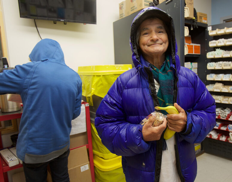 A member of the underhoused community using South Riverdale services